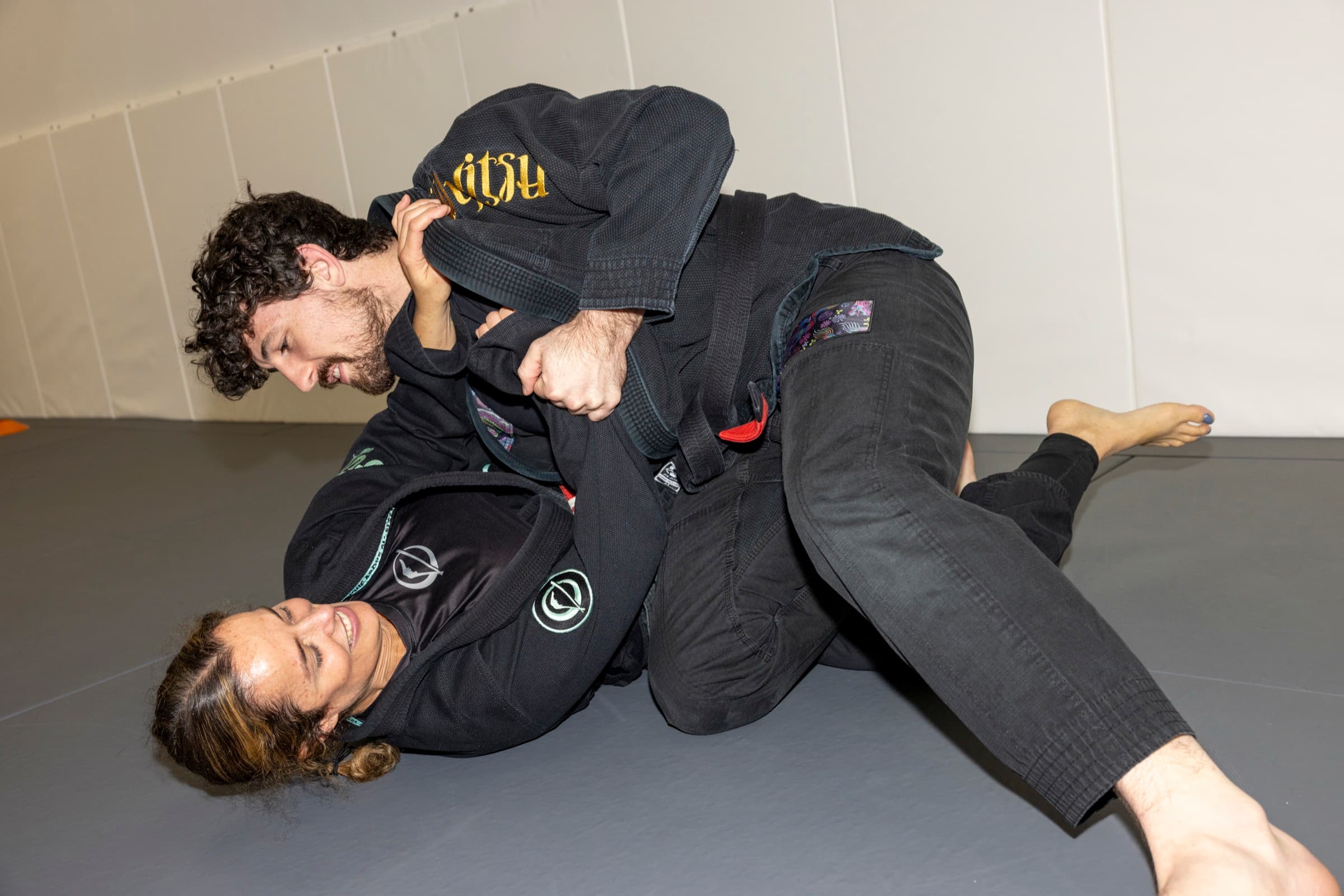 BJJ gi rolling action at Diamondheart Brooklyn
