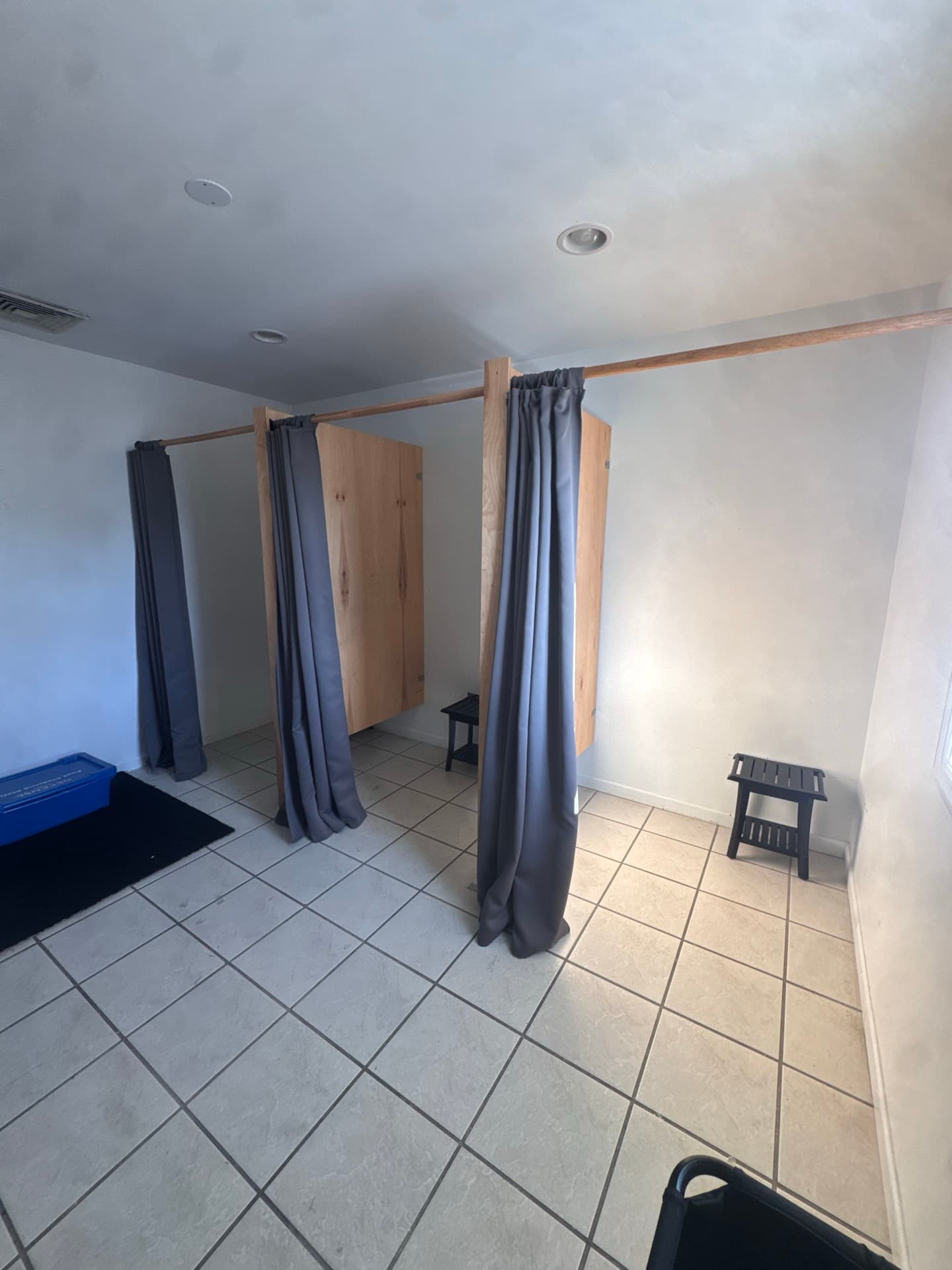 Changing area with shelves and folding mats