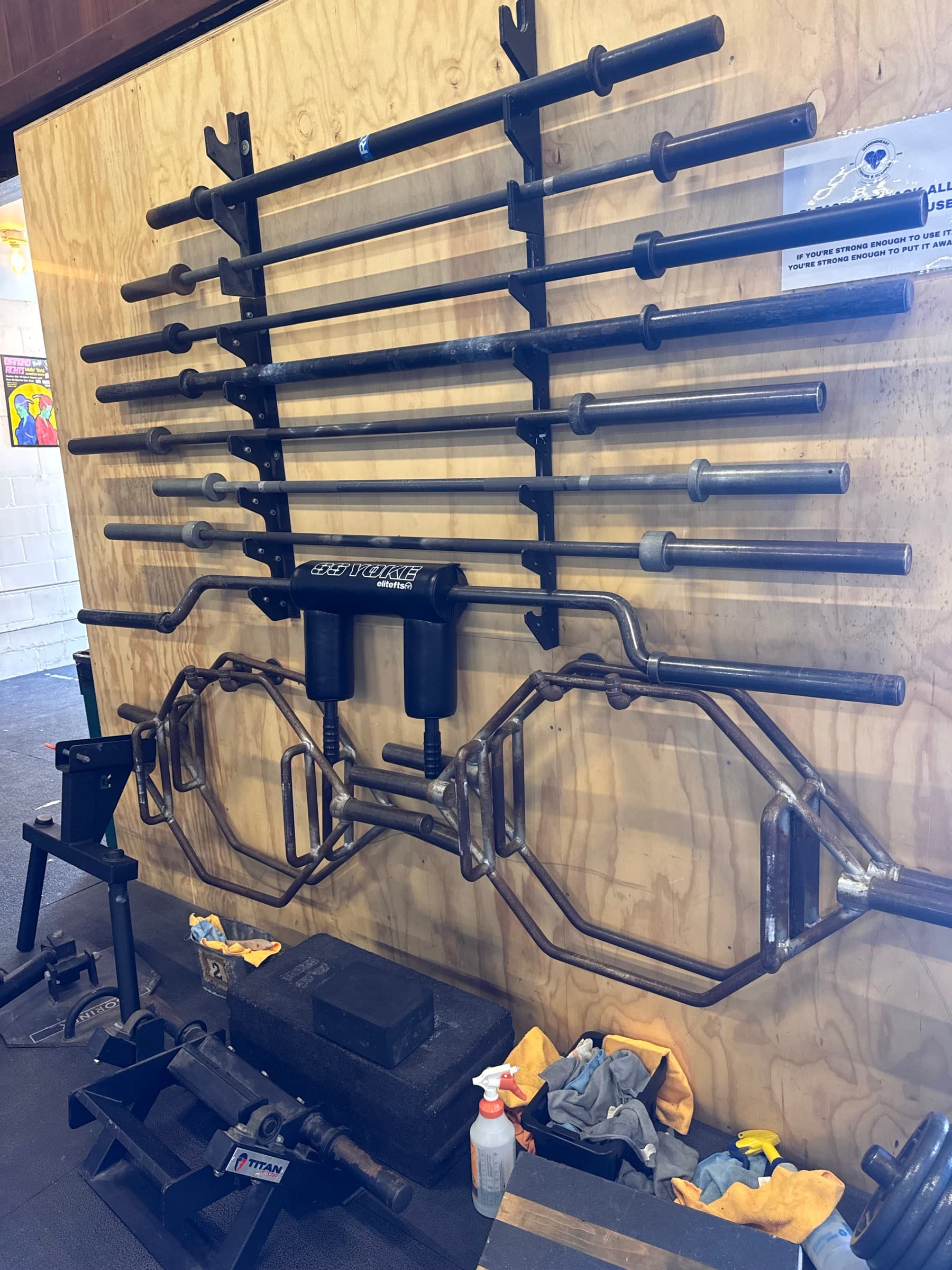 Barbell and trap bar rack at Diamondheart Brooklyn