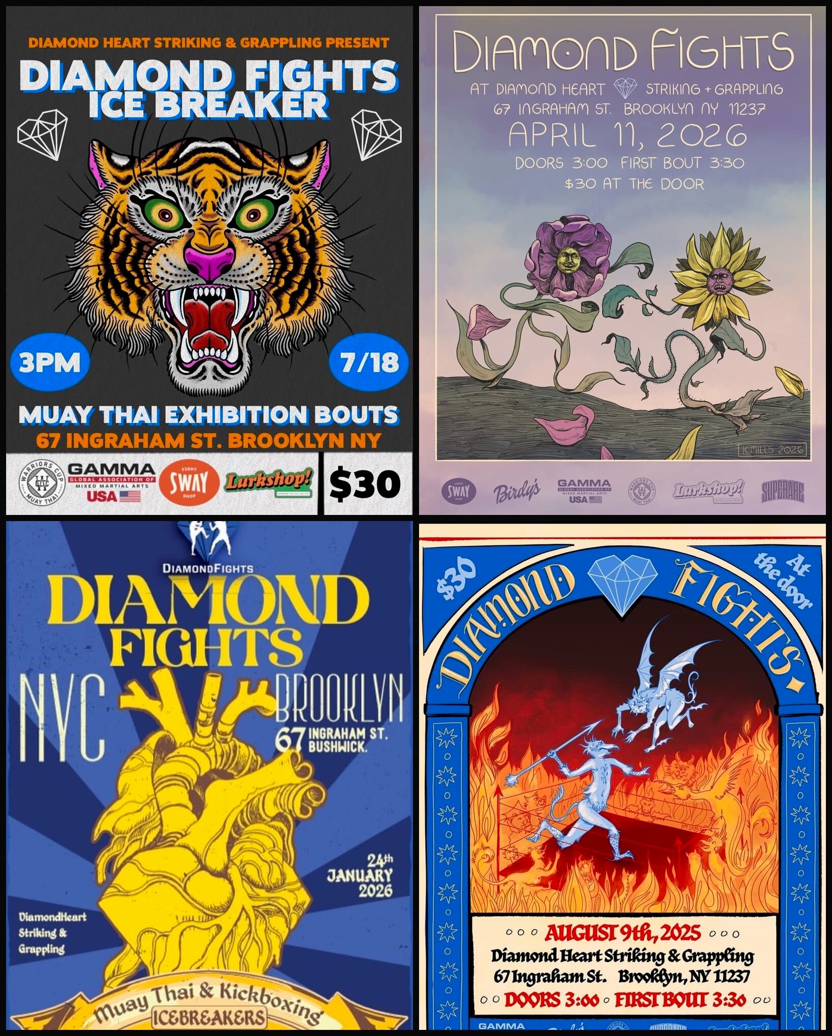 Collage of past Diamond Fights Ice Breaker posters - next edition October 24, 2026